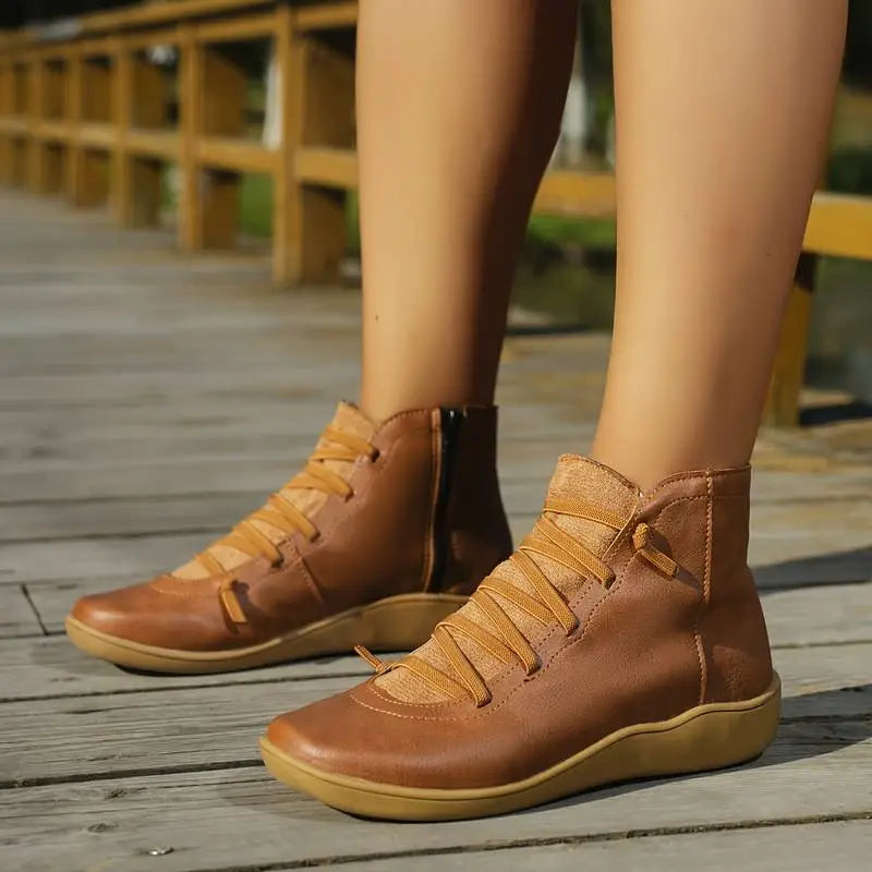 Minimalist Lace-Up Ankle Boots for Women – Stylish & Versatile
