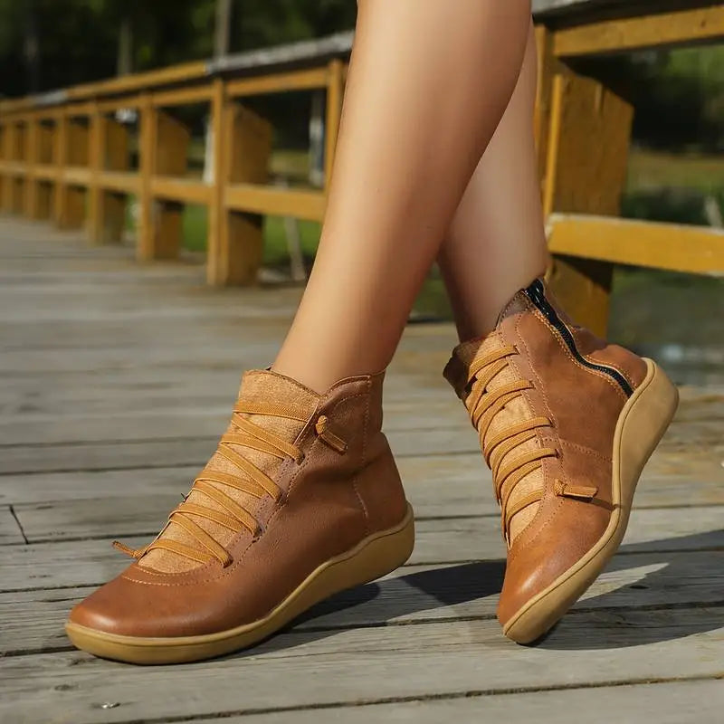 Minimalist Lace-Up Ankle Boots for Women – Stylish & Versatile