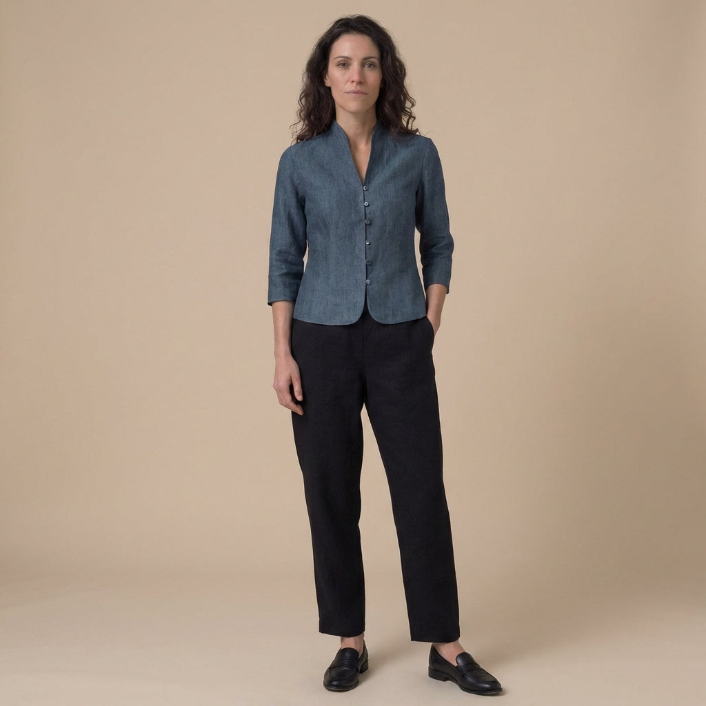 Structured Mandarin Blouse for Women – Elegant & Versatile