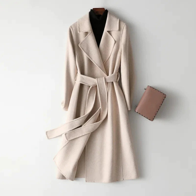 Belted Lapel Relaxed Fit Wrap Coat for Women – Classic Stylish Comfort Caliboot
