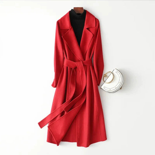 Belted Lapel Relaxed Fit Wrap Coat for Women – Classic Stylish Comfort Caliboot