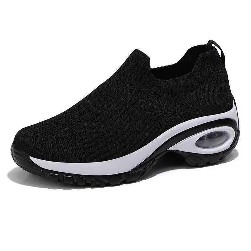 Women’s Slip-On Sneakers – Air Cushion Sole – Breathable Knit – Supportive Comfort