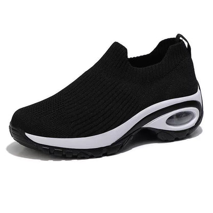 Women’s Slip-On Sneakers – Air Cushion Sole – Breathable Knit – Supportive Comfort