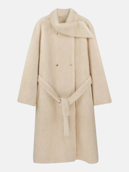 Longline Wrap Coat for Women – Soft Faux-Fur Finish – Belted Silhouette