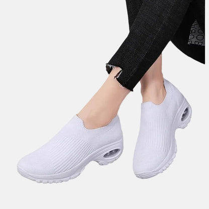 Women’s Slip-On Sneakers – Air Cushion Sole – Breathable Knit – Supportive Comfort
