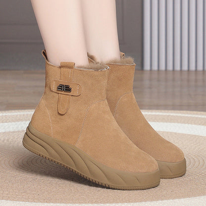 Sleek Platform Ankle Boots for Women – Trendy Slip-On Style Caliboot