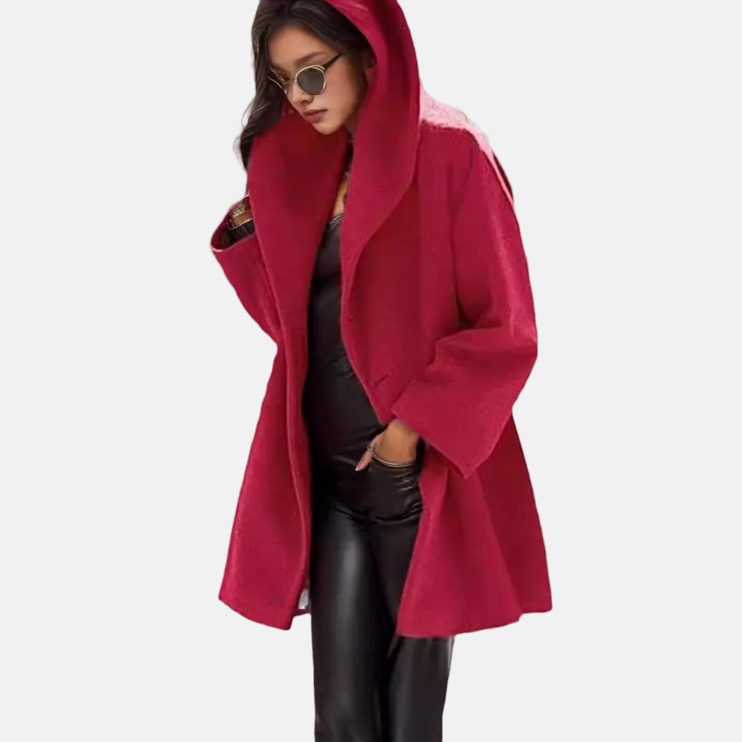 Women’s Hooded Coat – Oversized Thigh-Length Fit – Cozy Statement Style