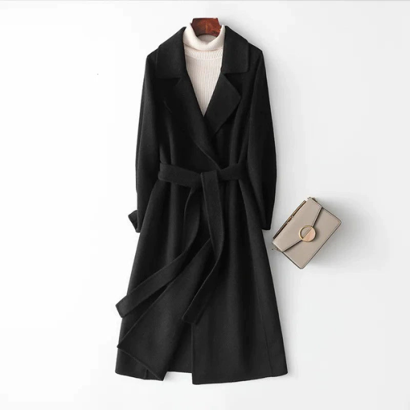 Belted Lapel Relaxed Fit Wrap Coat for Women – Classic Stylish Comfort Caliboot