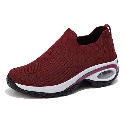 Women’s Slip-On Sneakers – Air Cushion Sole – Breathable Knit – Supportive Comfort