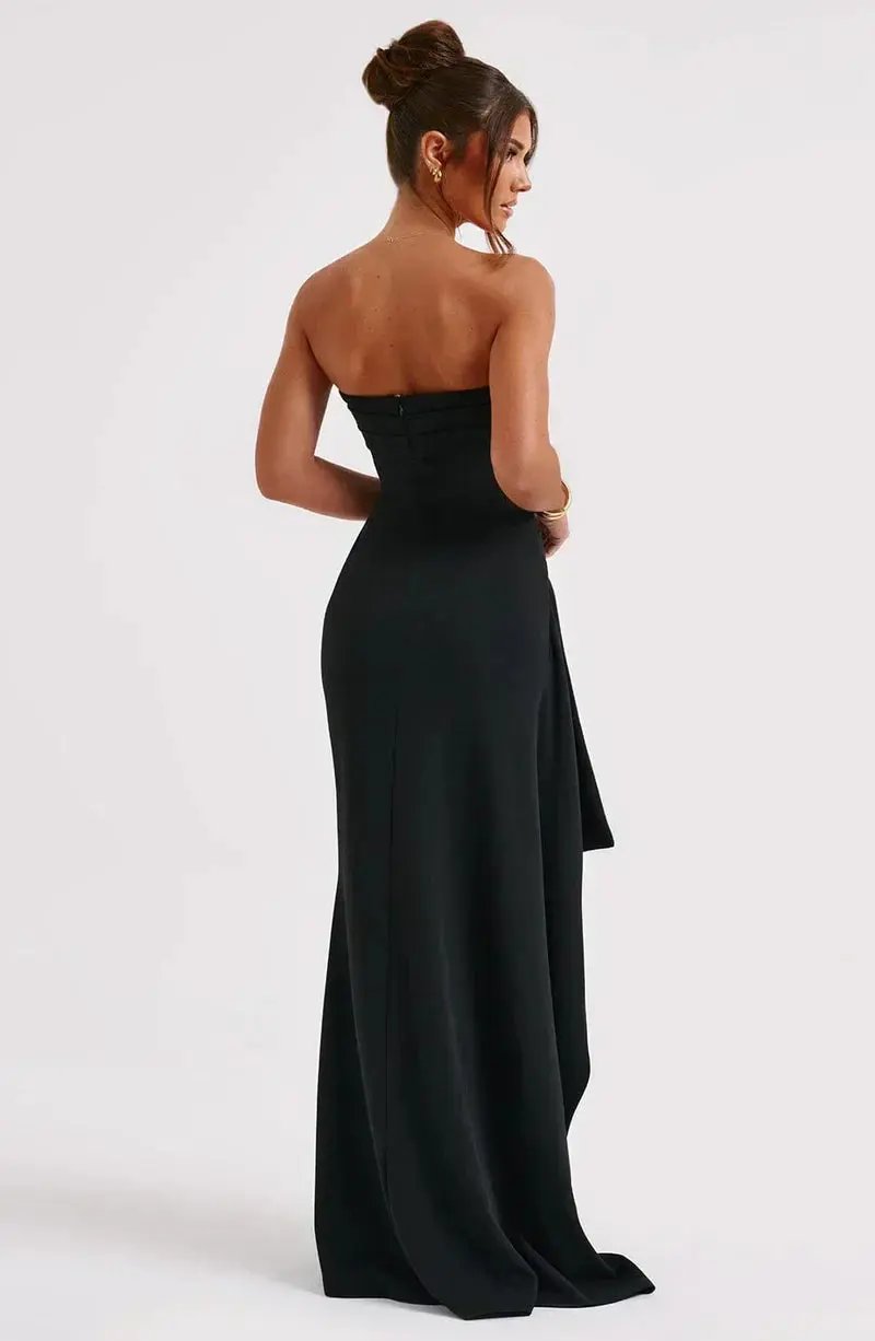 Off-Shoulder Twisted Maxi Dress for Women – Elegant & Flattering Evening Wear-Caliboot