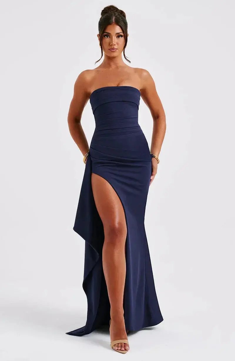 Off-Shoulder Twisted Maxi Dress for Women – Elegant & Flattering Evening Wear-Caliboot