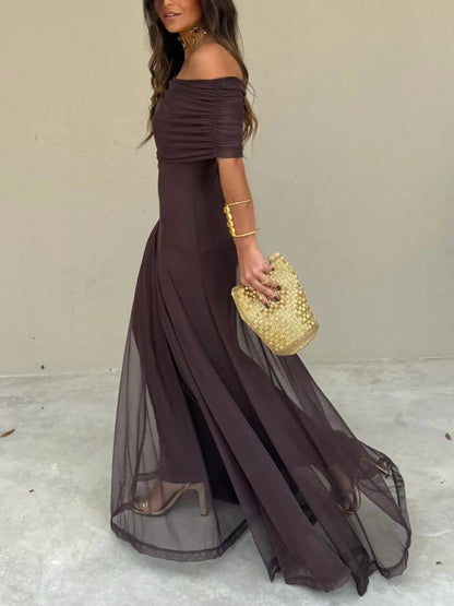 Off-Shoulder Black Maxi Dress for Women – Elegant & Flowing Design 3