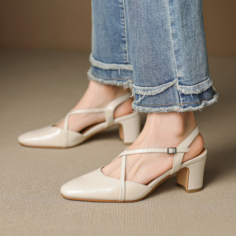 Square Toe Block Heel Mary Jane Slingback Heels for Women – Stylish & Supportive Design Caliboot