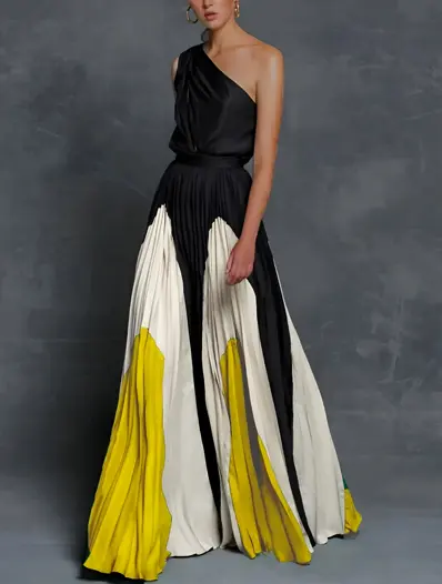 One-Shoulder Asymmetrical Maxi Dress for Women – Elegant & Flowing-Caliboot