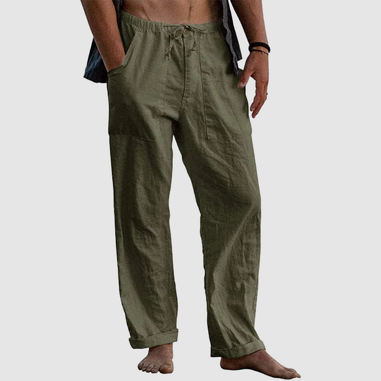 Pantalon En Lin Homme – Confort Décontracté Avec Taille Élastiquée 1