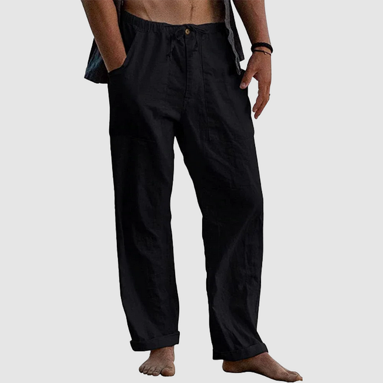 Pantalon En Lin Homme – Confort Décontracté Avec Taille Élastiquée 2