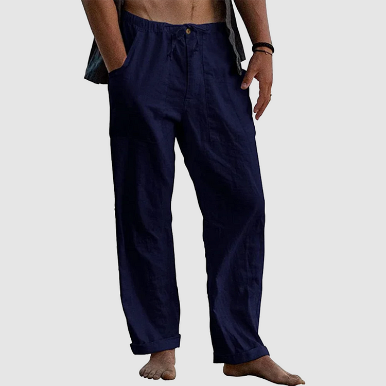 Pantalon En Lin Homme – Confort Décontracté Avec Taille Élastiquée 3