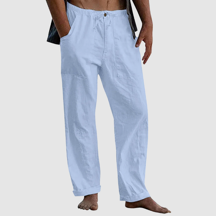 Pantalon En Lin Homme – Confort Décontracté Avec Taille Élastiquée 4