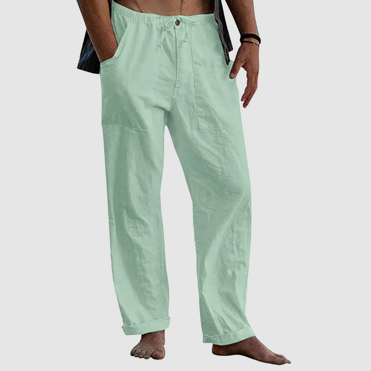 Pantalon En Lin Homme – Confort Décontracté Avec Taille Élastiquée 7