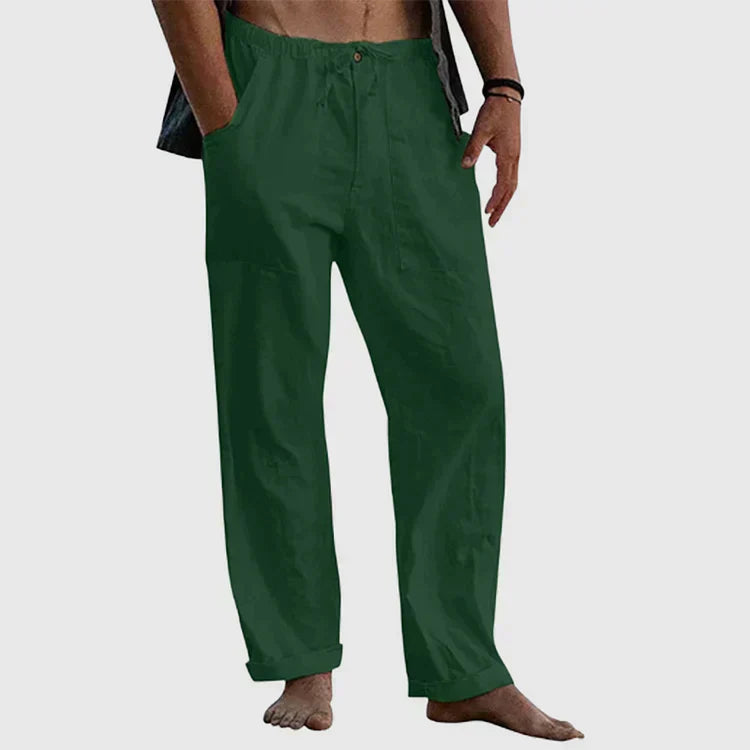 Pantalon En Lin Homme – Confort Décontracté Avec Taille Élastiquée 8