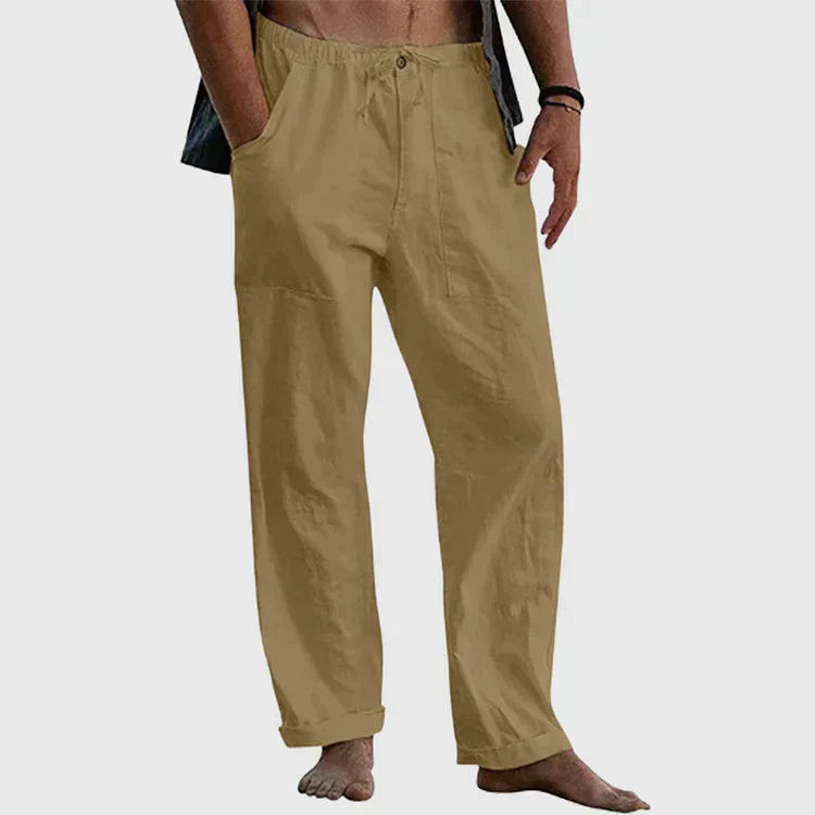 Pantalon En Lin Homme – Confort Décontracté Avec Taille Élastiquée 9