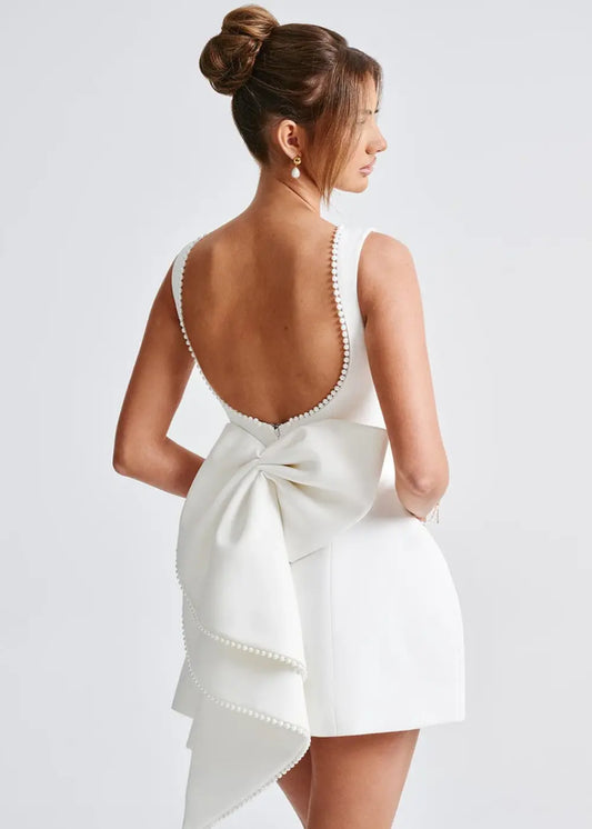 Pearl Embellished Mini Dress for Women – Elegant & Sophisticated Style 0