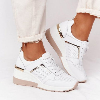 Perforated Wedge Sneakers for Women – Stylish & Comfortable