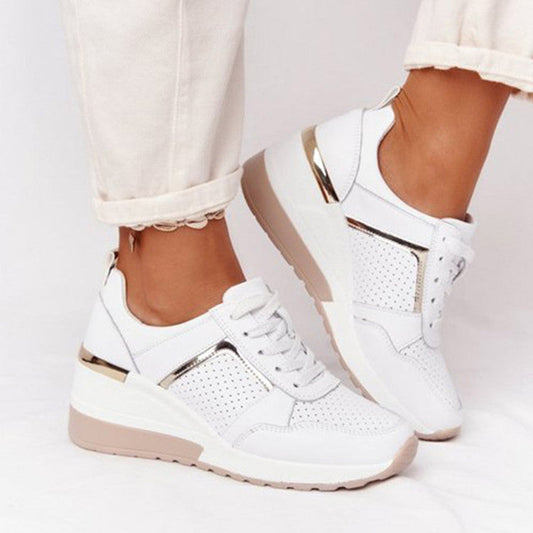Perforated Wedge Sneakers for Women – Stylish & Comfortable
