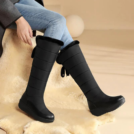 Plush Lace-Up Winter Boots for Women – Cozy & Elegant Style