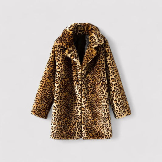 Plush Faux Fur Coat for Women – Elegant Leopard Print & Cozy Comfort 0