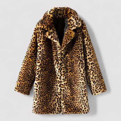 Plush Faux Fur Coat for Women – Elegant Leopard Print & Cozy Comfort 1