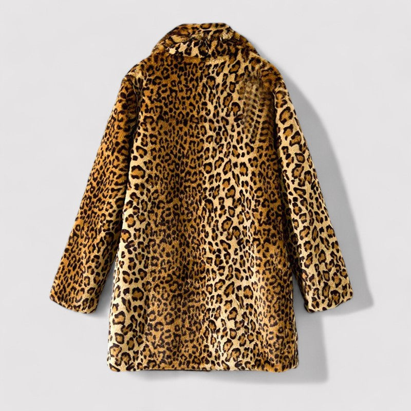 Plush Faux Fur Coat for Women – Elegant Leopard Print & Cozy Comfort 2