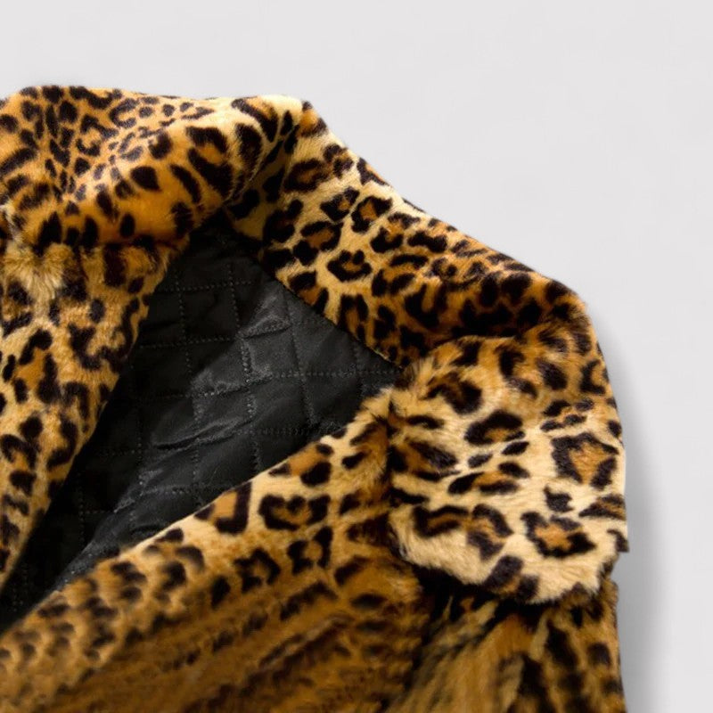Plush Faux Fur Coat for Women – Elegant Leopard Print & Cozy Comfort 3