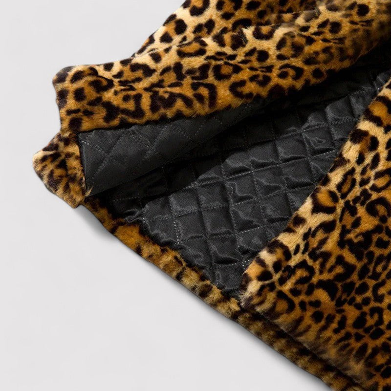 Plush Faux Fur Coat for Women – Elegant Leopard Print & Cozy Comfort 4