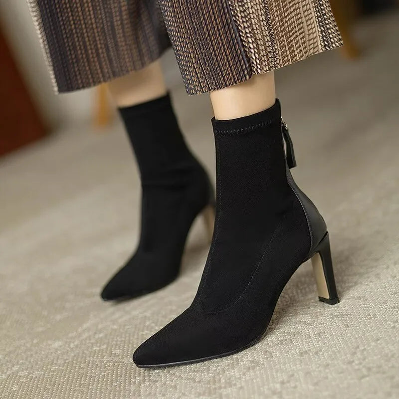 Pointed Toe Stiletto Ankle Boots for Women – Elegant & Versatile