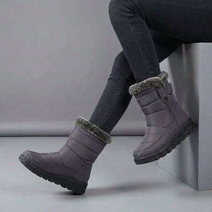 Quilted Fur Trim Mid-Calf Boots for Women – Warm & Non-Slip