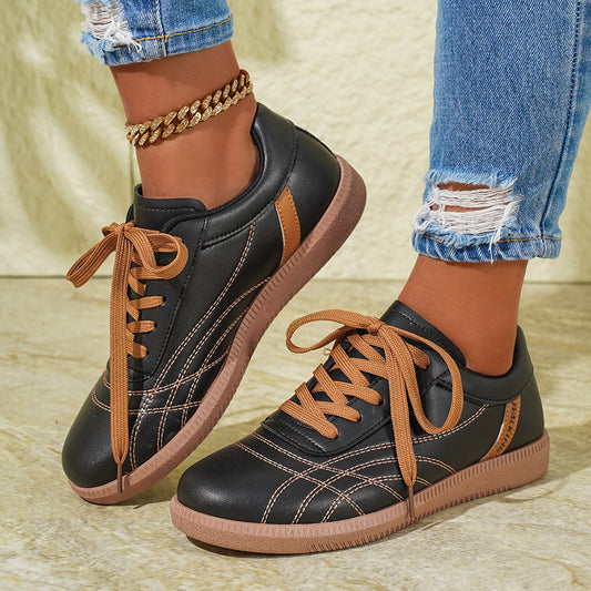 Retro Lace-Up Sneakers for Women – Stylish & Comfortable Casual Footwear