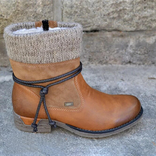 Retro Low Heel Boots for Women – Cozy & Stylish for Autumn