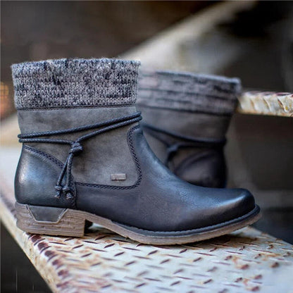 Retro Low Heel Boots for Women – Cozy & Stylish for Autumn