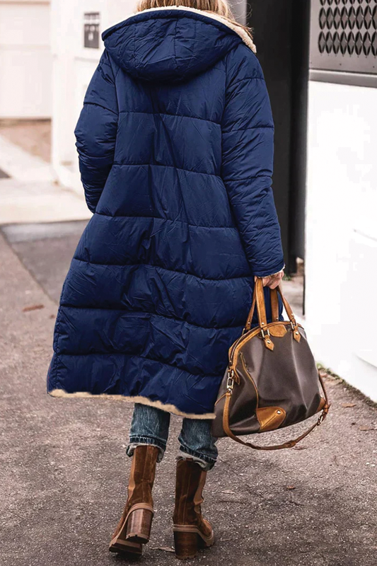 Reversible Long Puffer Coat for Women – Stylish & Warm Faux Fur Lining-Caliboot