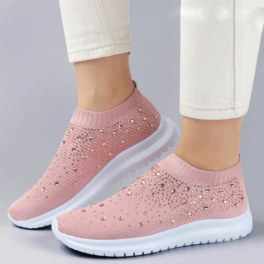 Rhinestone Slip-On Sneakers for Women – Stylish & Lightweight Comfort