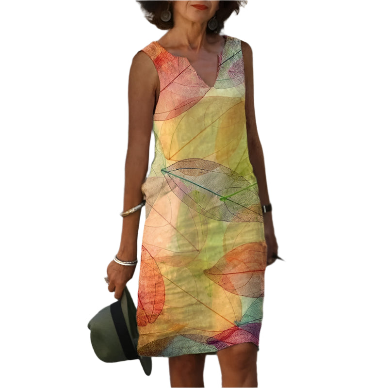  Robe Femme Sans Manches – Élégante et Colorée avec Décolleté en V 0