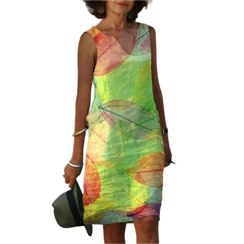 Robe Femme Sans Manches – Élégante et Colorée avec Décolleté en V 1