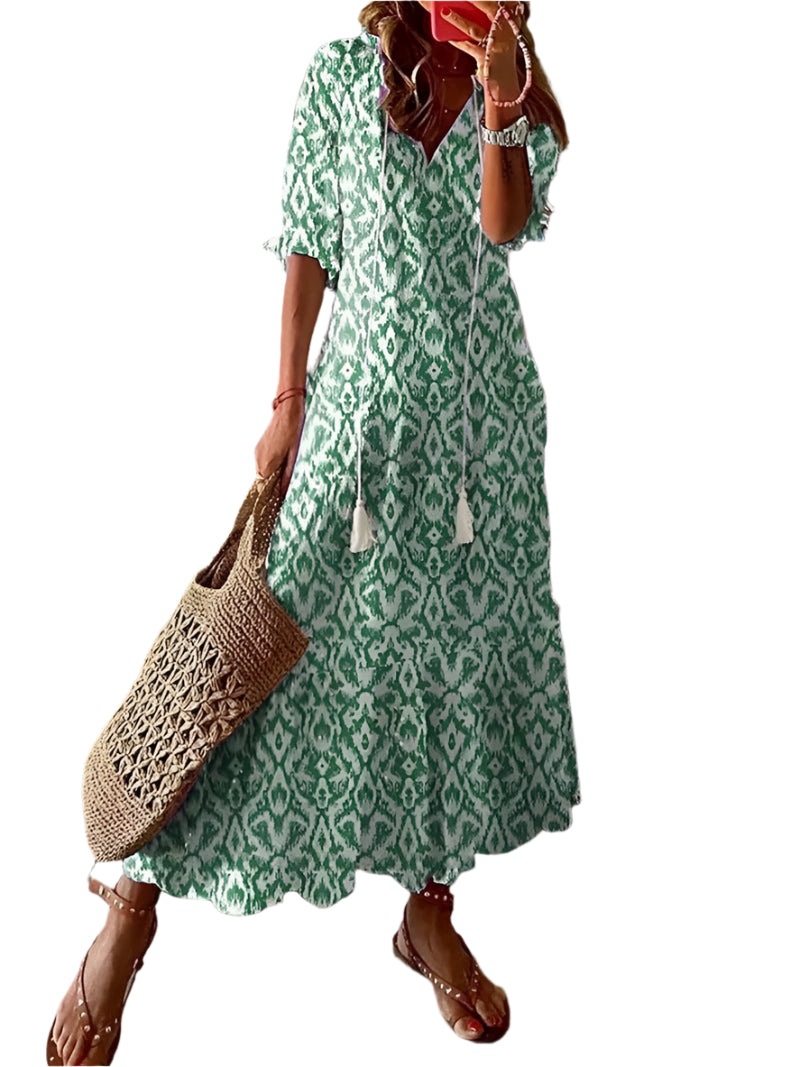 Robe Longue Femme Bohème – Élégance Décontractée pour l'Été 2