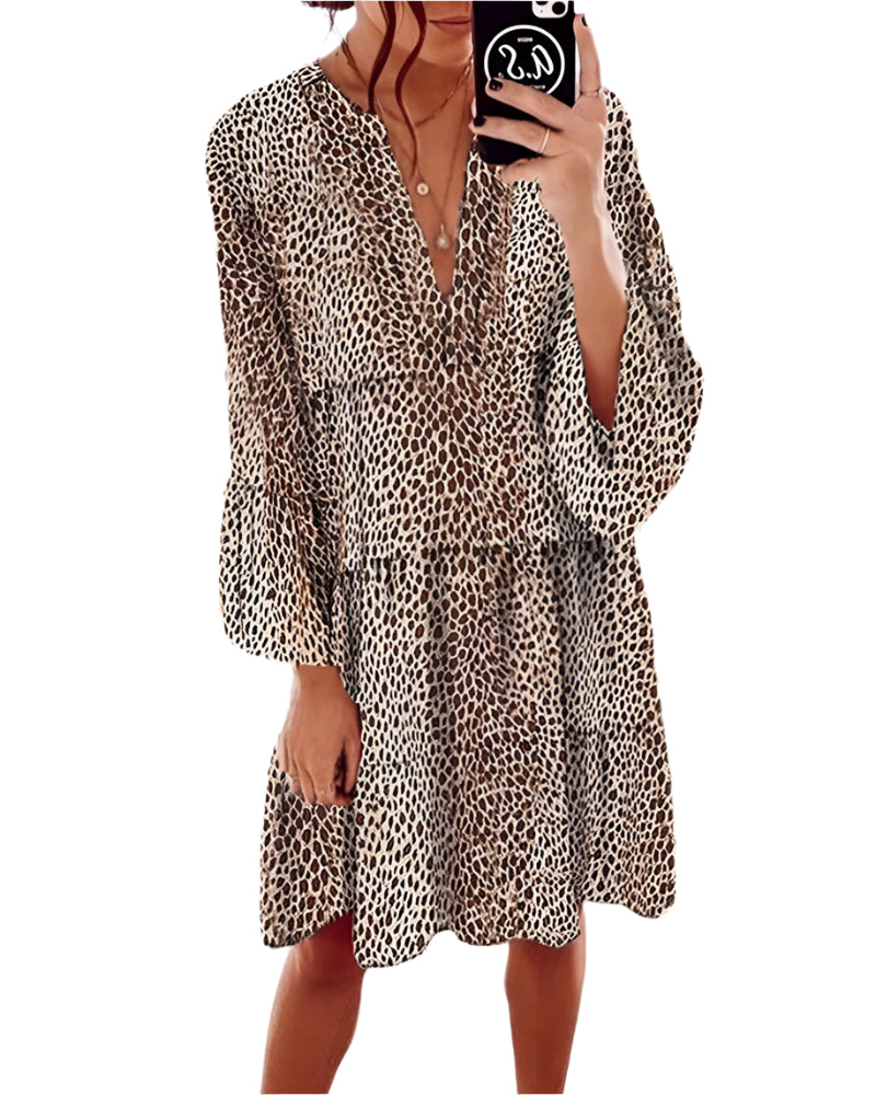 Ruby – Robe Mi-Longue Femme – Chic Léopard et Confort Optimal 0