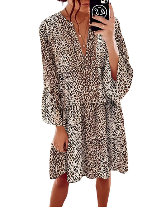 Ruby – Robe Mi-Longue Femme – Chic Léopard et Confort Optimal 0
