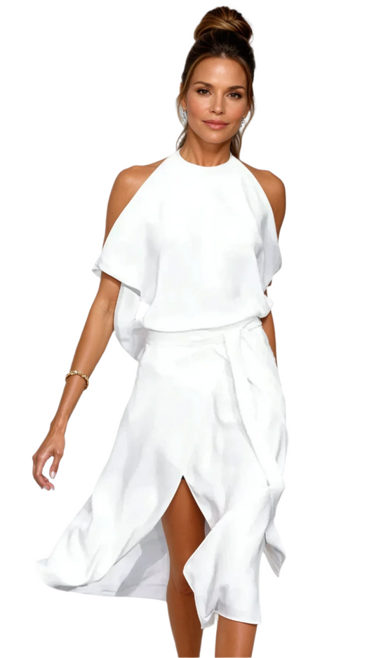  Robe Midi Femme Asymétrique – Élégante et Fluide 0