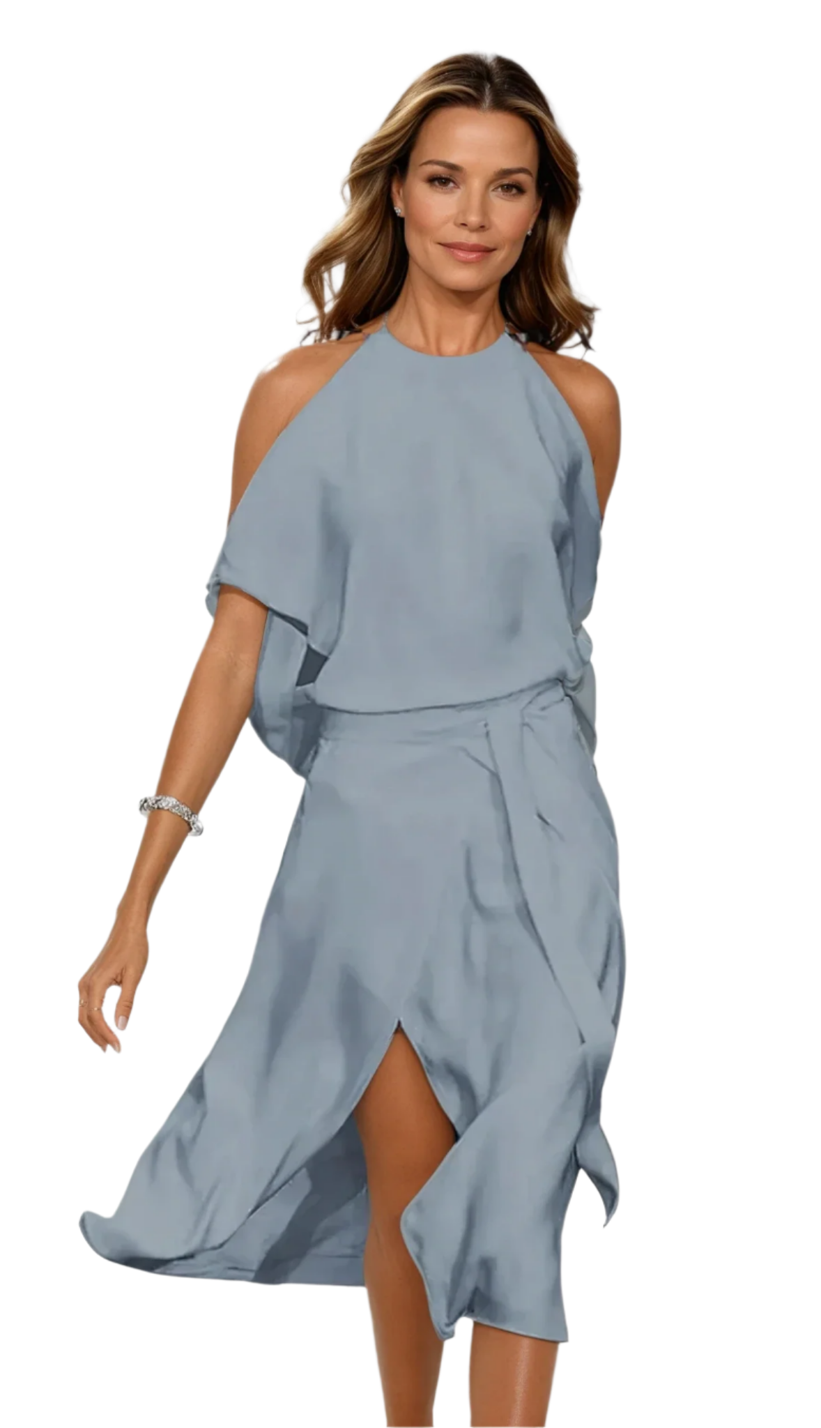  Robe Midi Femme Asymétrique – Élégante et Fluide 1