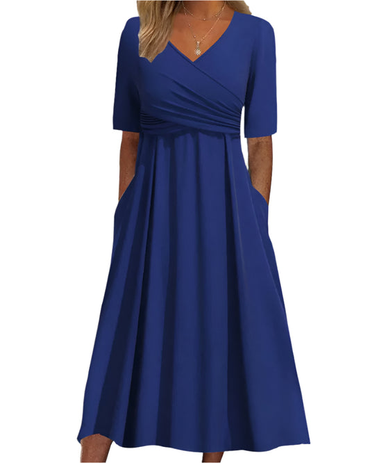  Robe Midi Femme Noire Croisée – Élégante et Polyvalente 0
