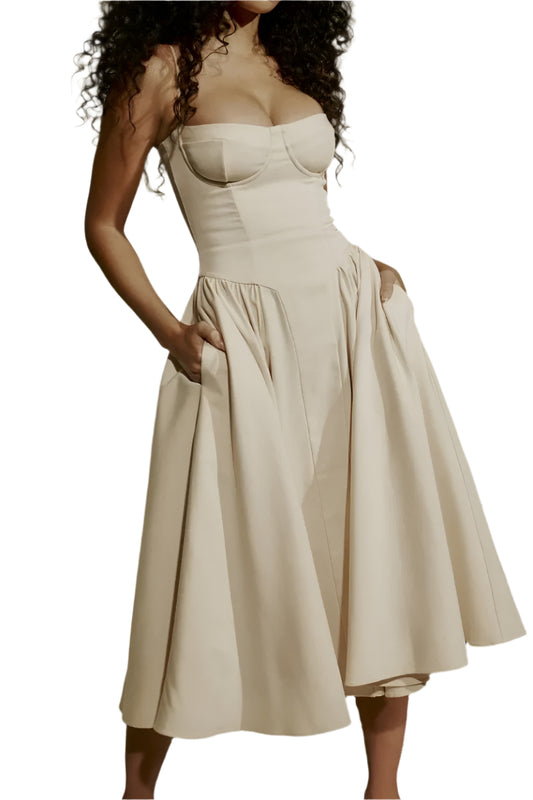 Robe Midi Femme – Élégante et Confortable Sans Manches 0